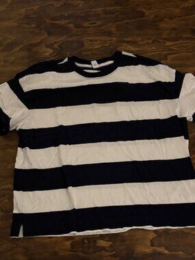 Old Navy Navy and White Striped Tee